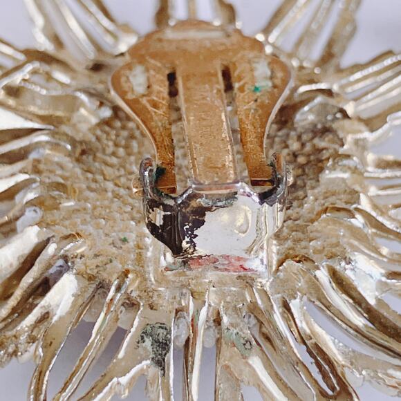 VTG Signed Sarah Coventry Sunflower Brooch Earrings Set Gold Tone 1960s Jewelry - Picture 12 of 12